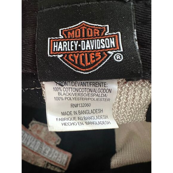 Harley Davidson Motorcycle Black Biker Hat Dad Cap Black Orange Adjustable Wisco - Picture 5 of 6